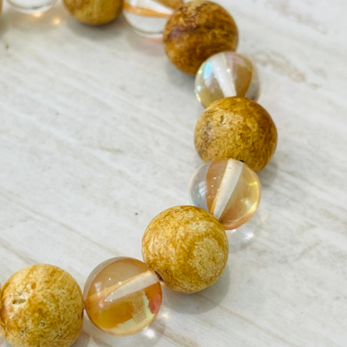 Браслет из пало санто и австрийского хрусталя