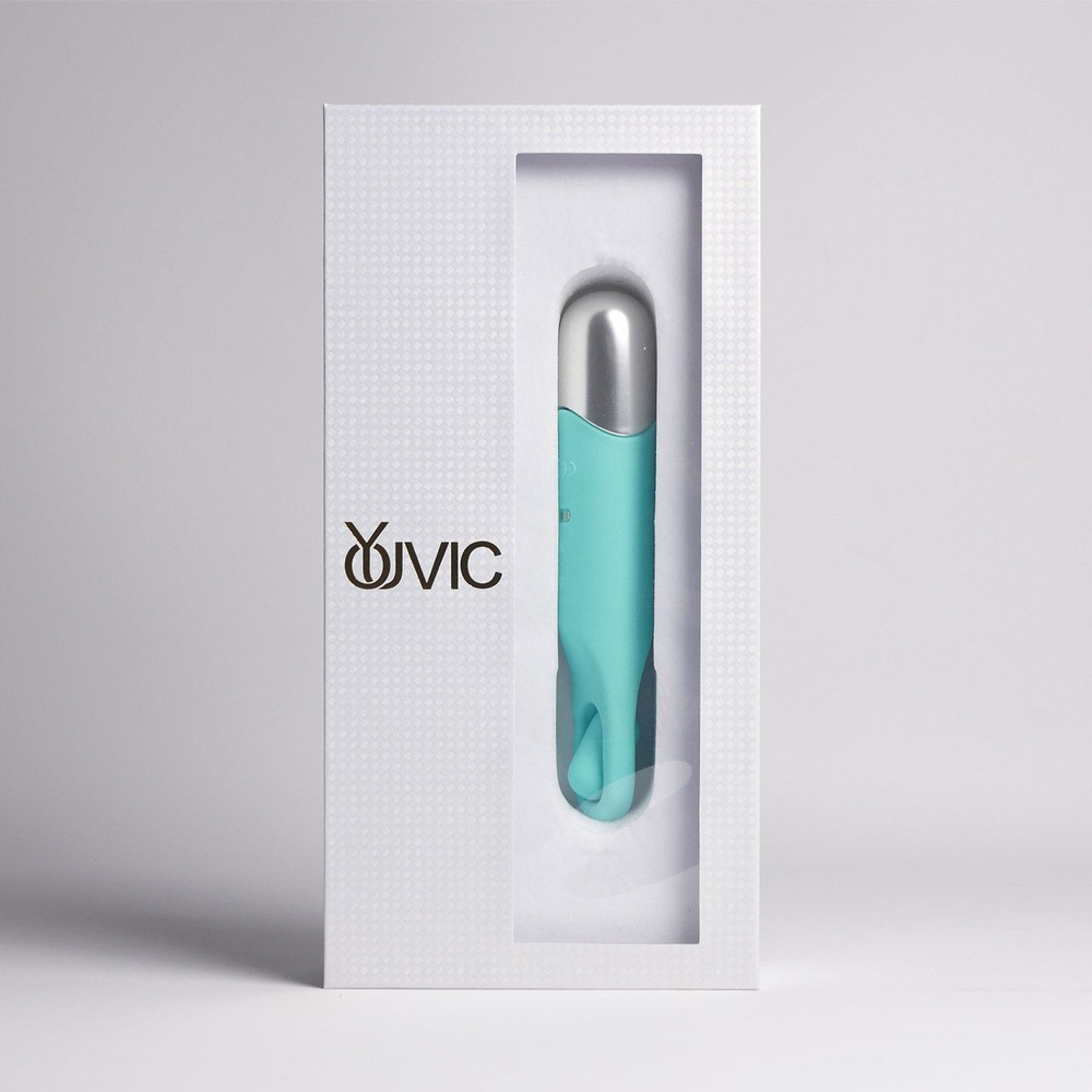 Бирюзовая многофункциональная вибропуля с щеточкой