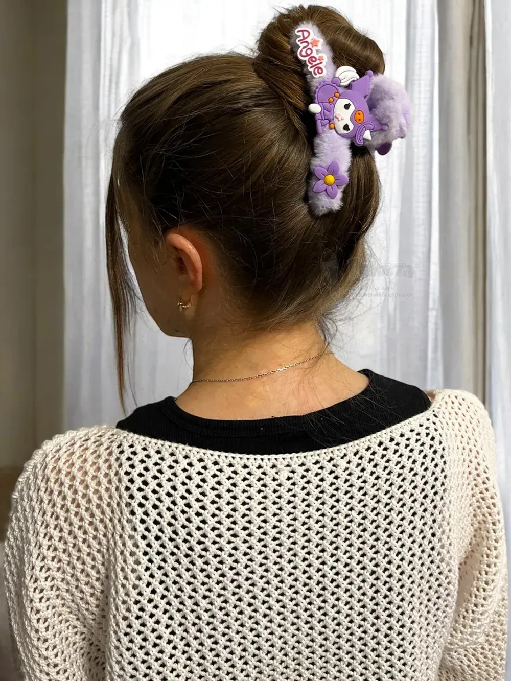 Заколка крабик краб для волос пушистый плюшевый Hello Kitty