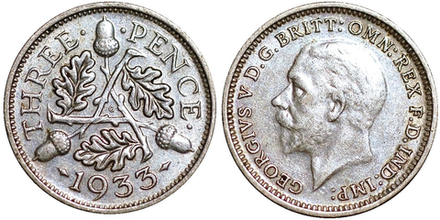 Великобритания 3 пенса, 1927 - 1936 Король Георг V XF