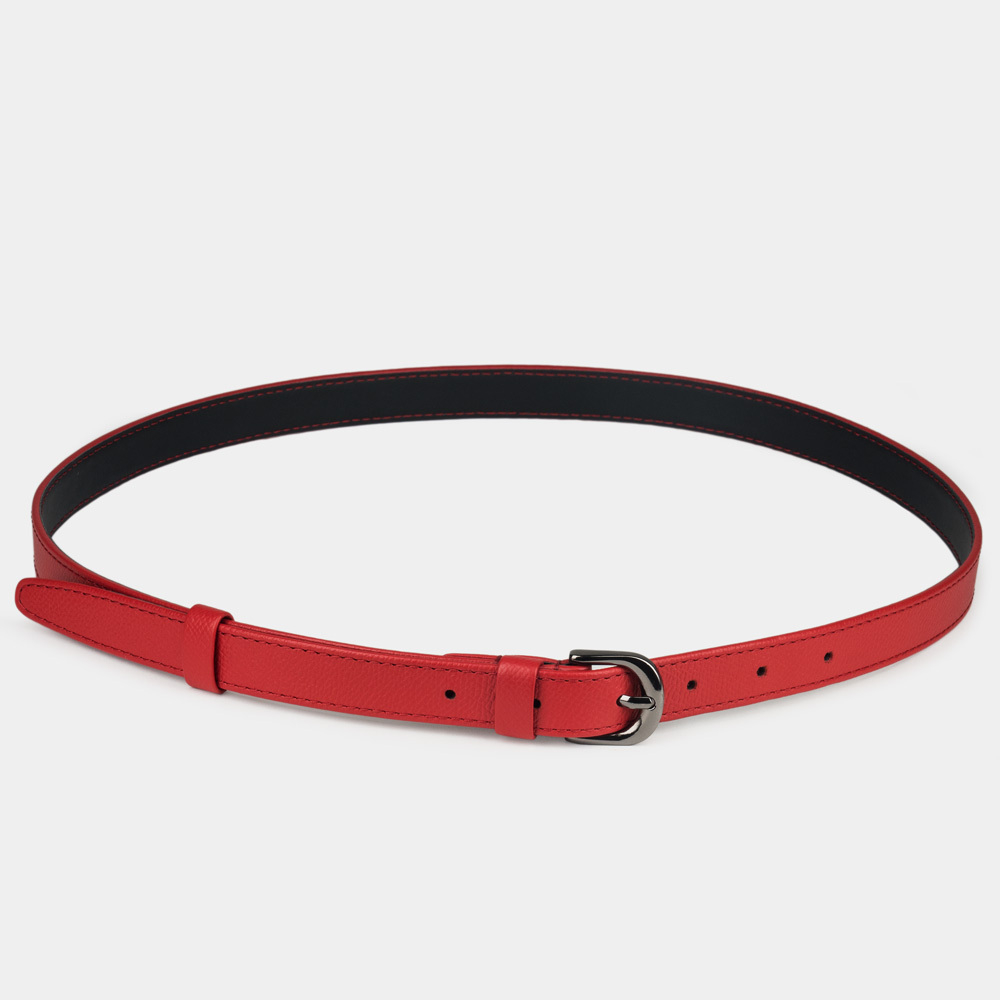 Ремень кожаный женский красного цвета ширина 20мм