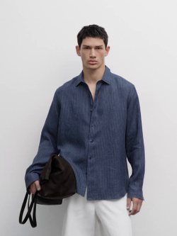 Massimo Dutti Рубашка прямого кроя, темно-синий