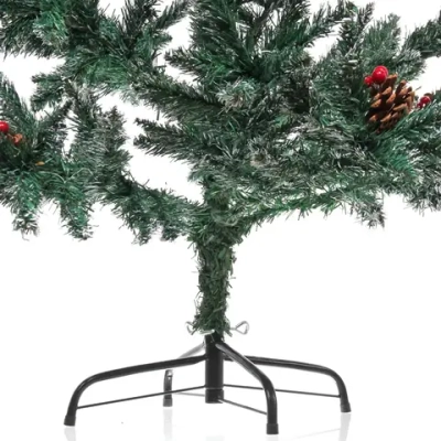 Ёлка «Морозное утро» 180 см, ПВХ с шишками, ягодами и белым инеем (490 веток)