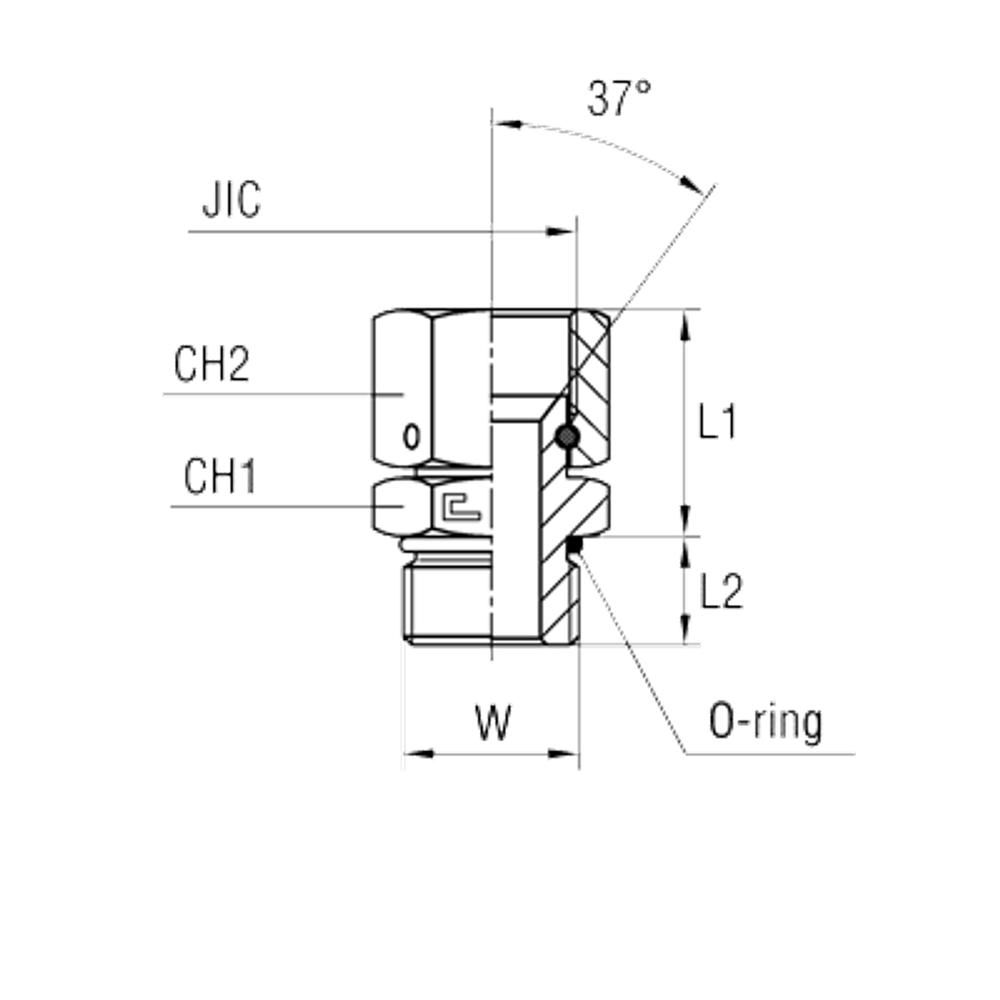 Штуцер FNA JIC 1.5/8" UNF 1.5/8"