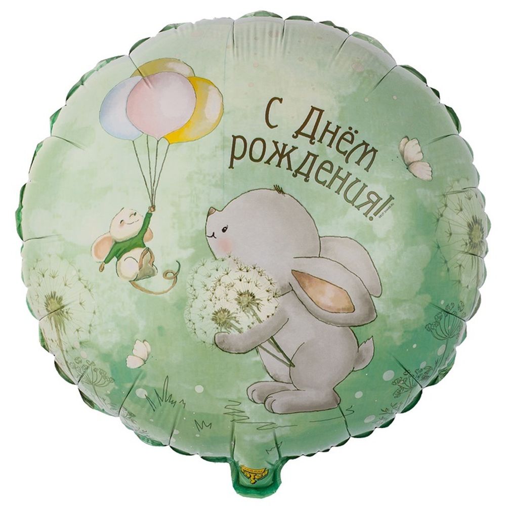 Шар Круглый ДР Зайка с одуванчиками