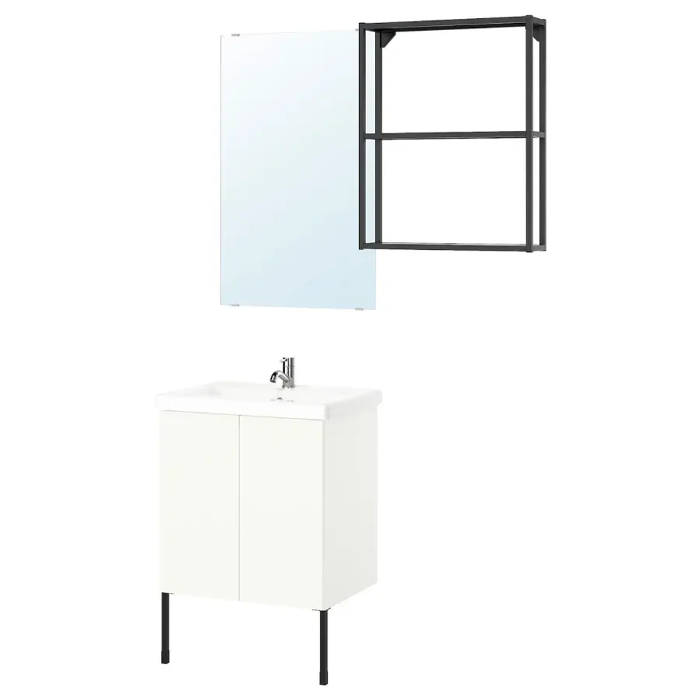 Комбинация для ванной - IKEA ENHET, 64х43х65 см, антрацит/белый, ЭНХЕТ ИКЕА