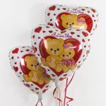 Шар (18"/46 см) Сердце, Влюбленные мишки, Белый