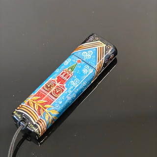 Флешка USB в футляре с ручной росписью Палех "Кремль. Звезда"