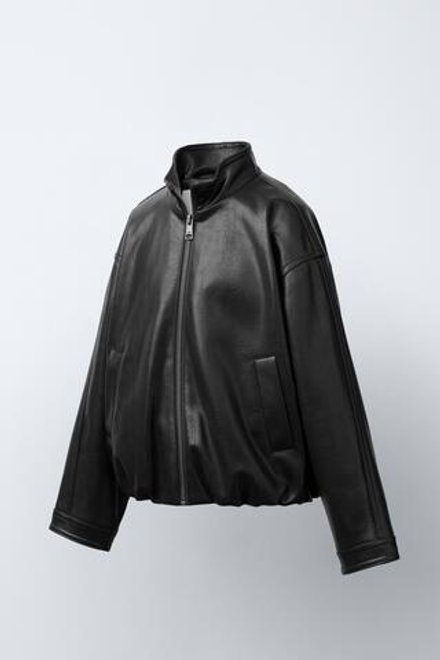 ZARA КУРТКА ИЗ ИСКУССТВЕННОЙ КОЖИ, ЧЕРНЫЙ