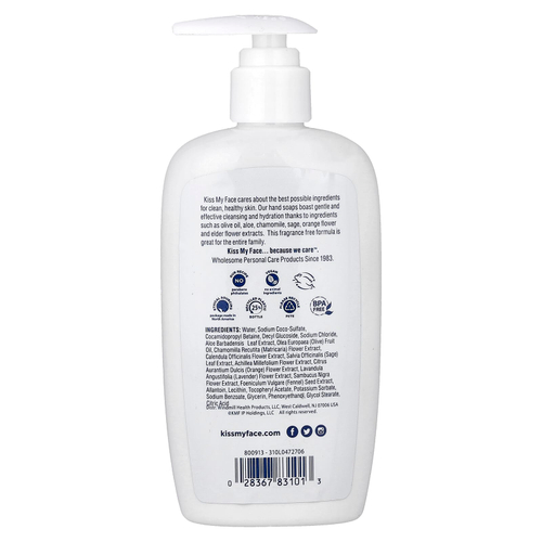 Kiss My Face, мыло для рук, без отдушки, 266 мл (9 жидк. унций)