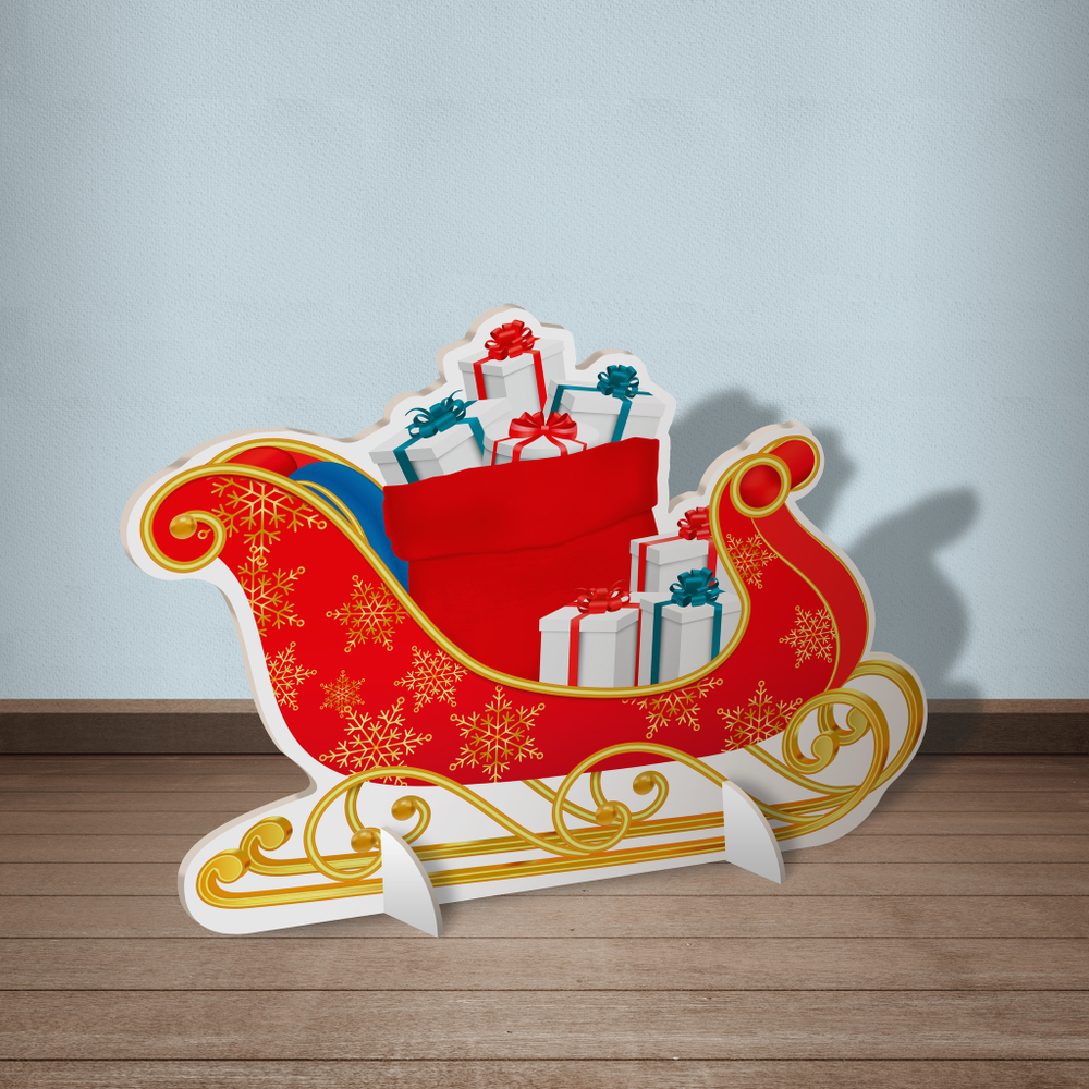 Напольная двусторонняя декорация Новогодние сани 164000642