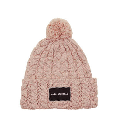 Хлопковая шапка k/essential cable knit Karl Lagerfeld - бежевый(236W3410)