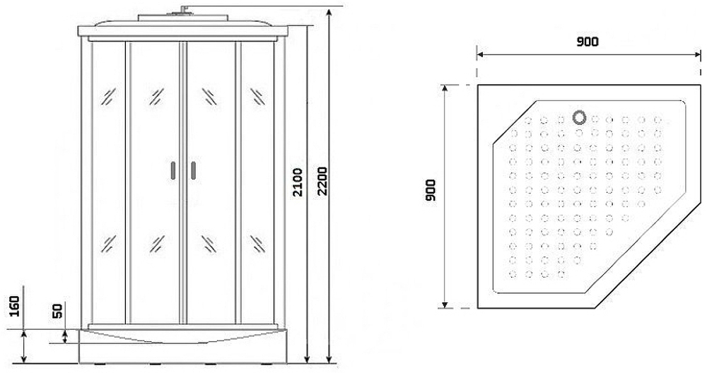 Душевая кабина Niagara Premium 90x90 NG-6901-01D Black без гидромассажа