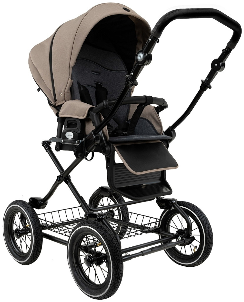 Детская коляска Roan Bass Next Classic d12 2.0 3 в 1 с автокреслом Pituso Santiso Pro Black BNC/80/2 Hazel/Black/руч.Black