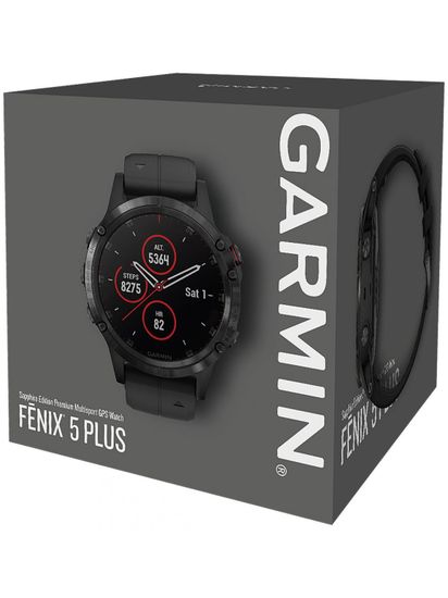 Мужские мультиспортивные часы Garmin Fenix 5 Plus Sapphire - черные с черным ремешком 010-01988-01