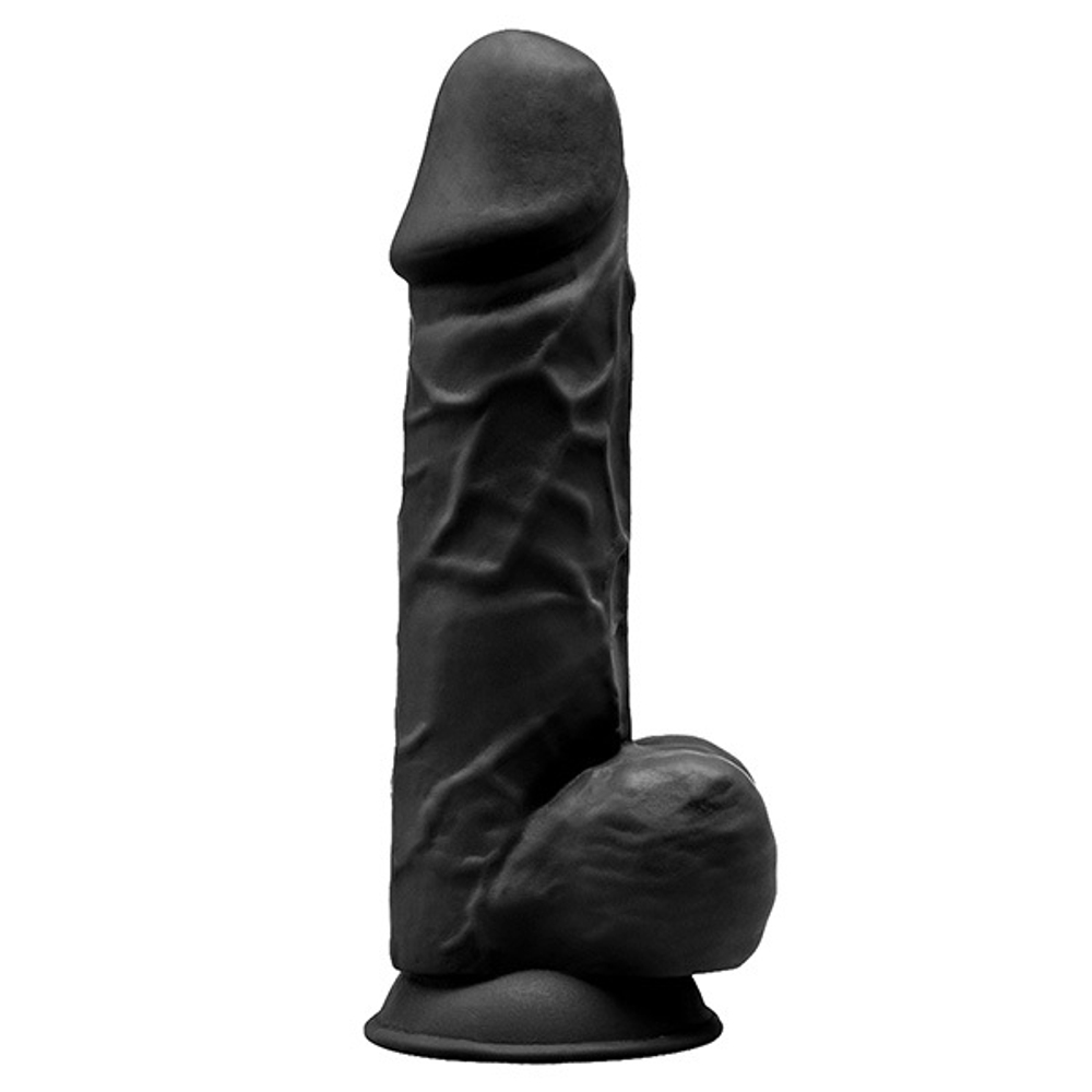 Черный фаллоимитатор 21,7см на присоске с мошенкой SilexD Premium Silicone Dildo Model 2