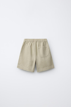 ZARA БЕРМУДЫ ИЗ СМЕСОВОГО ЛЬНА И ХЛОПКА, ЗЕЛЕНЫЙ