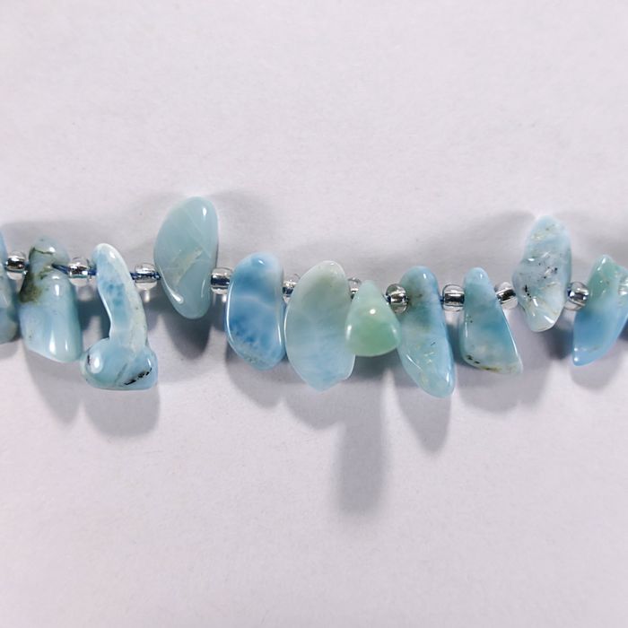 Бусина из ларимара, фигурная, 4х10 - 7x14 мм (овал, галтовка)