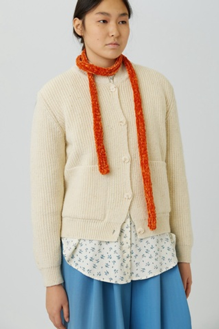 Шарфик из плюшевой пряжи терракотовый