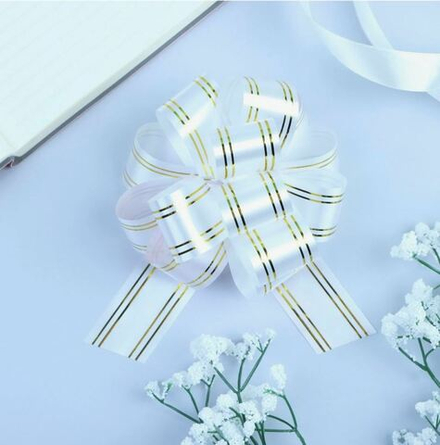 Бант-шар 3 см, Золотые линии, белый