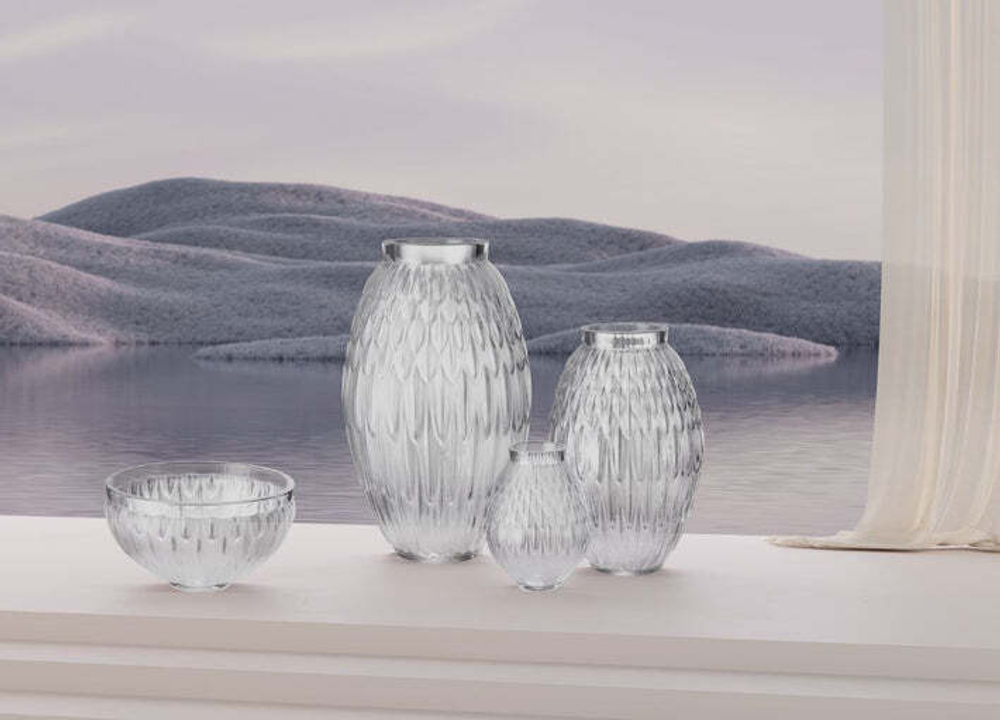 Ваза Lalique Plumes прозрачная, 36.1 см