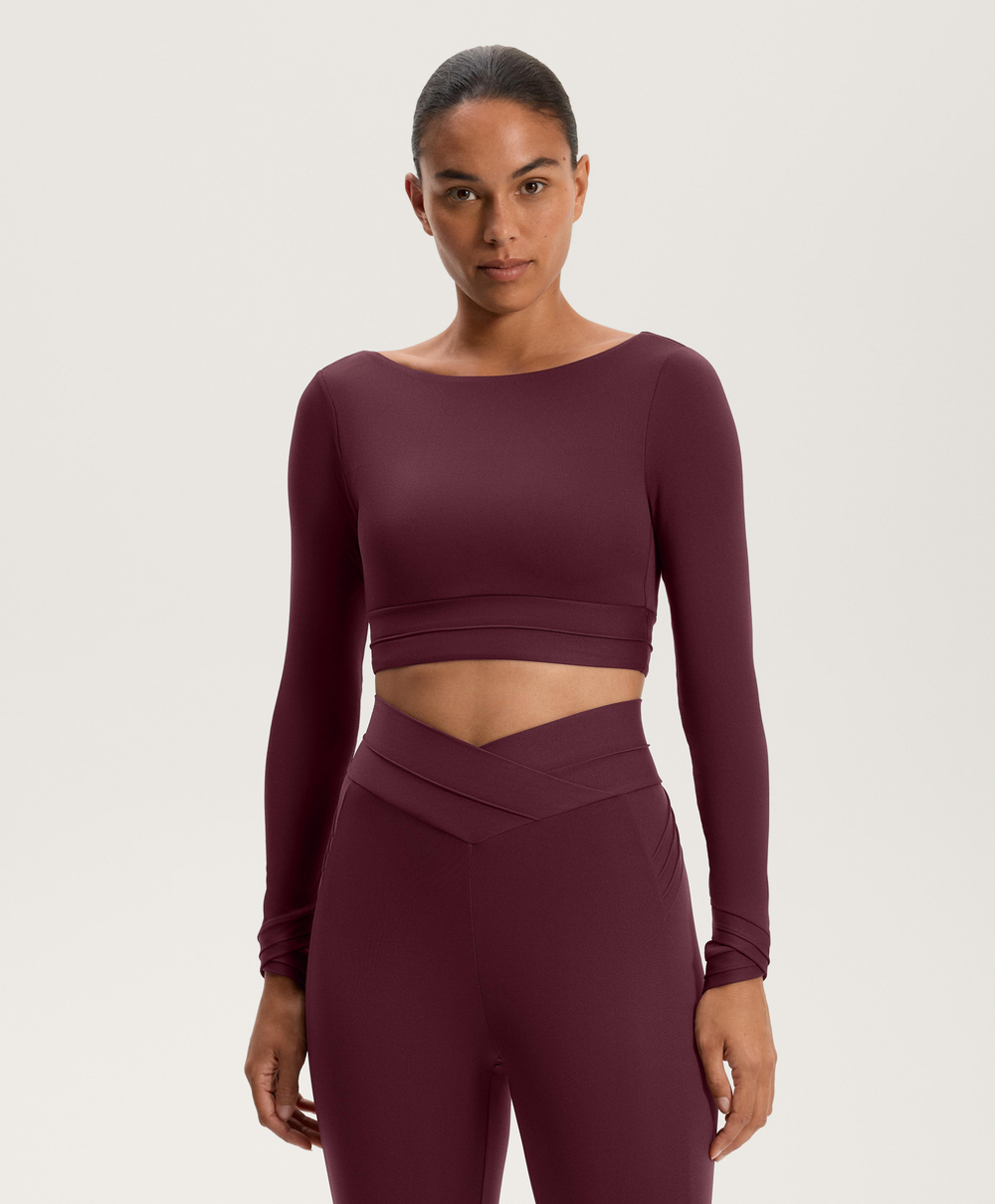 Oysho Лонгслив Comfortlux, темно-гранатовый