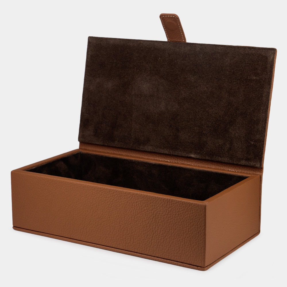 Кофр кожаный для хранение Grand цвета карамель