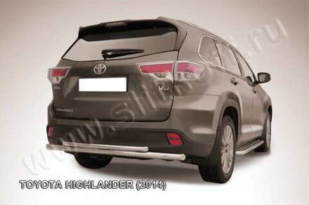 Защита заднего бампера (нержавейка) Toyota Highlander (2014-2016) d57+d42 радиусная