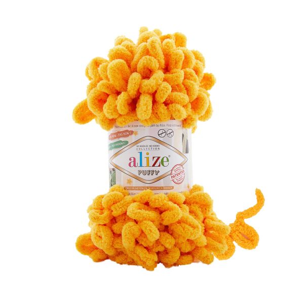 Пряжа Alize (Ализе) Puffy / уп.5 мот. по 100 г, 9м, 14 солнечный