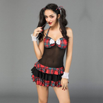 Костюм "Похотливая студентка" (платье, манжеты на руки, очки)