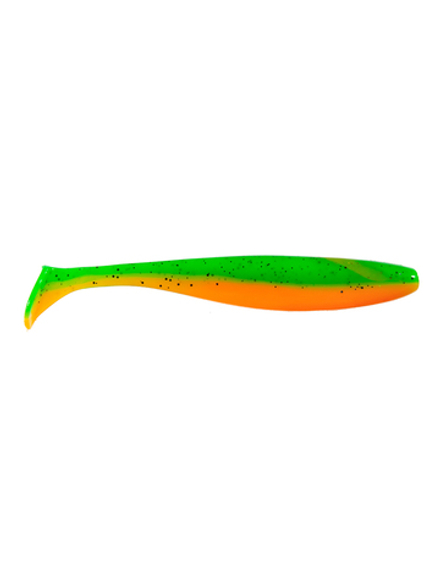 Приманка ZUB-IZI 99мм(4")-4шт, (цвет 022) зеленый верх -оранжевый низ