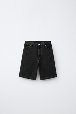 ZARA ДЖИНСОВЫЕ ШОРТЫ RELAXED BAGGY, ЧЕРНЫЙ