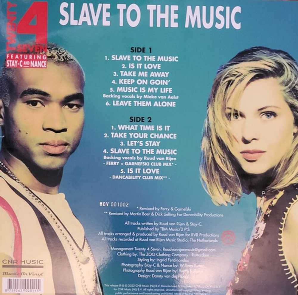 LP: Twenty 4 Seven Featuring Stay-C And Nance — «Slave To The Music» (1993/2022) [Crystal Clear & Bl