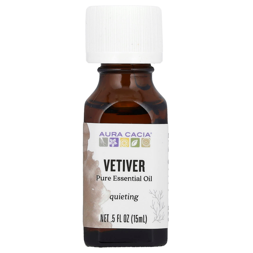Aura Cacia, Чистое эфирное масло, ветивер, 15 мл (0,5 жидк. унции)