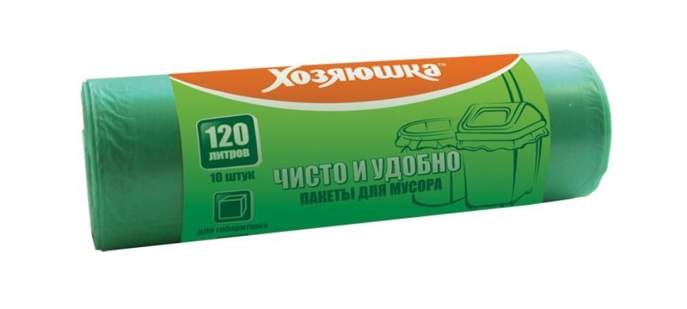 ХОЗЯЮШКА Мила  мешки для мусора 120л*10шт ( рулон, ПВД, 40мкр, 62*115см ) ПРОФИ ОсобоПРОЧНЫЕ /1/20