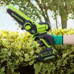 Цепная мини пила аккумуляторная Greenworks GD24CSMNX Арт. 2008707, 24V, 15см, бесщеточная, без АКБ и ЗУ в сумке