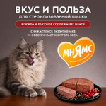 Влажный корм консервы для стерилизованных кошек Деликатес "Паштет по-шведски" говядина с клюквой Мнямс 0,1кг 16 шт