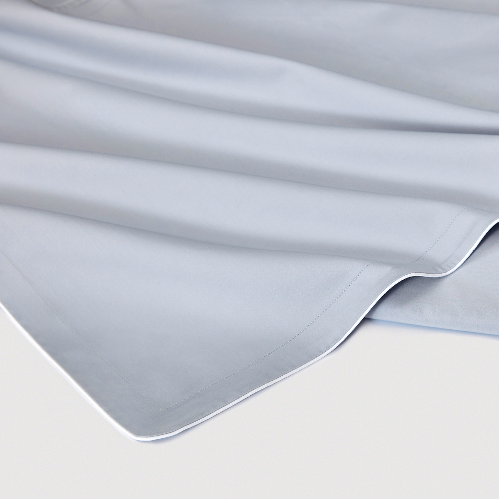 Постельное белье 2 спальное евро Сlaire&Caroll Lune+ серое с белым кантом