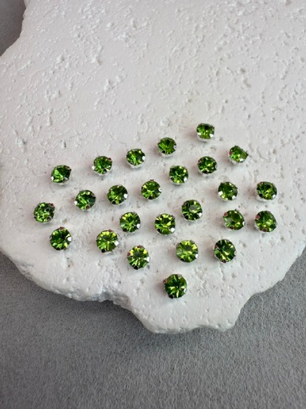 Шатоны 4 мм, Салатовый в серебре, 25 шт