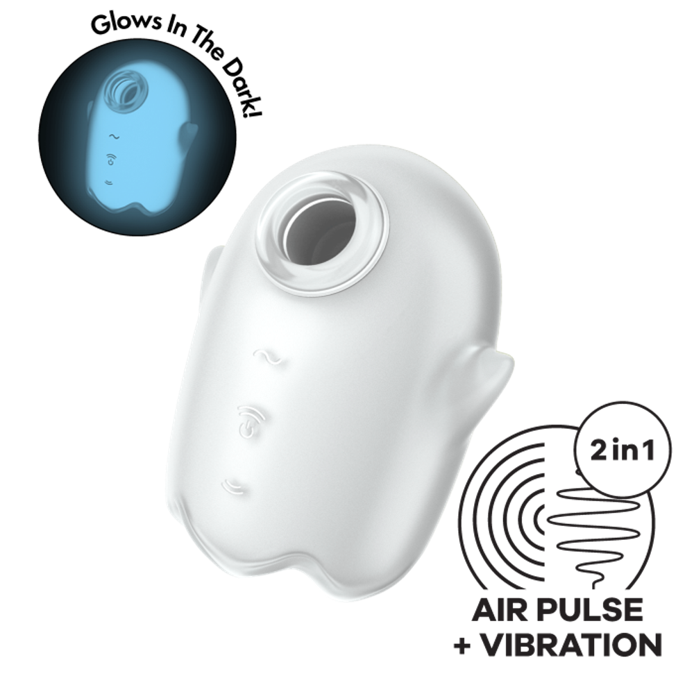 Светящийся вакуумный стимулятор Satisfyer Glowing Ghost, белый