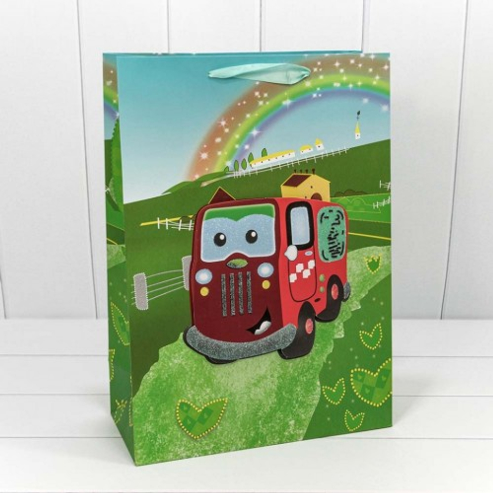 Пакет подарочный 32х45х15см "Машинка" с 3D аппликацией (Микс)