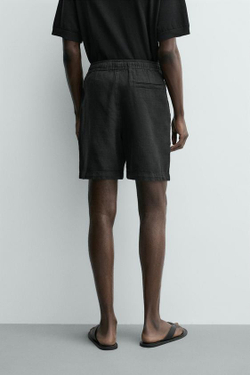 ZARA ШОРТЫ КЛАССИЧЕСКОГО КРОЯ ИЗ РЕЛЬЕФНОЙ ТКАНИ, ЧЕРНЫЙ