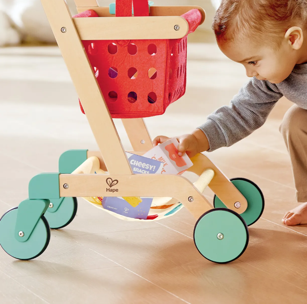 Детский игровой набор "Продукты". Тележка и корзина для продуктов.