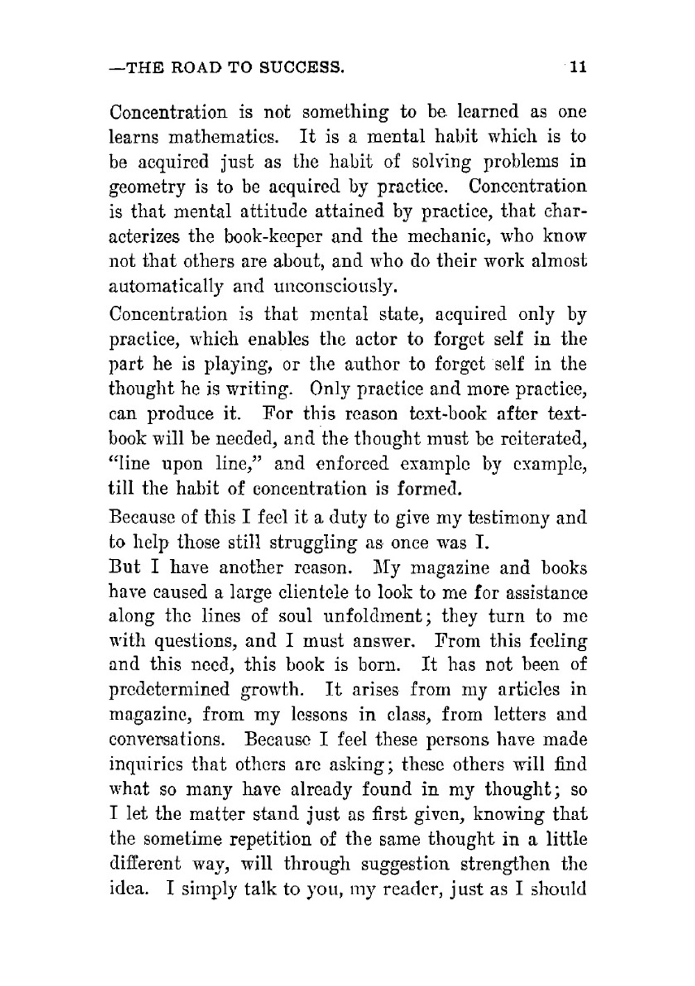 Concentration. The Road to Success : A Lesson in Soul Culture | Henry Harrison Brown