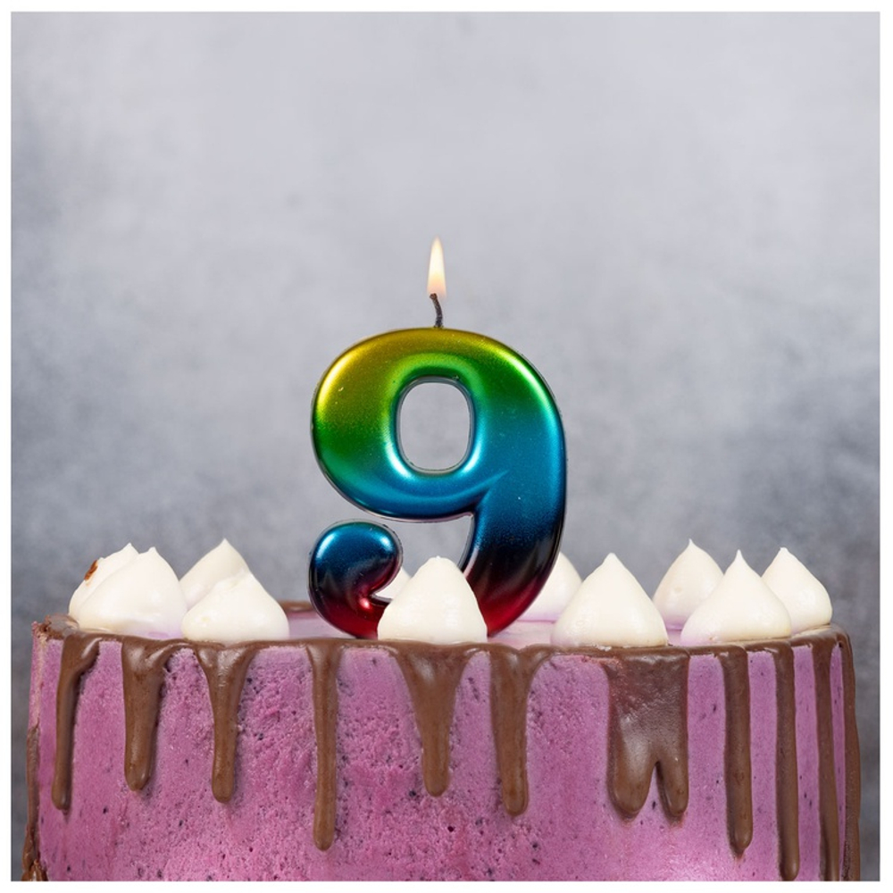 Свечи-цифры Радуга 8 см