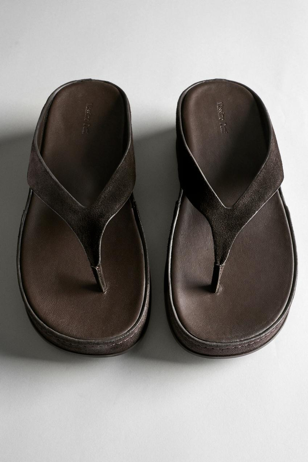Massimo Dutti Кожаные сандалии на платформе, коричневый