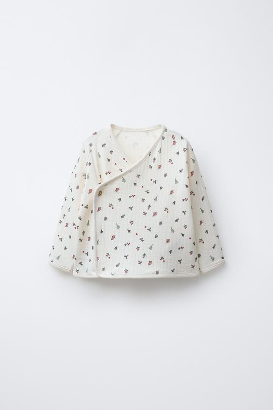 ZARA ФУТБОЛКА С ПРИНТОМ «ДЕРЕВЬЯ», ЭКРЮ