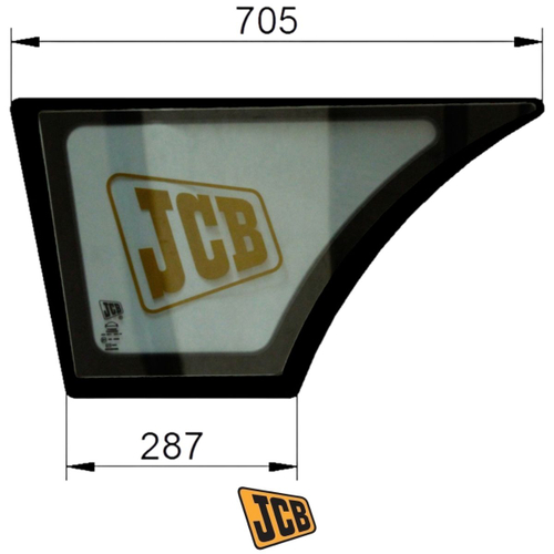 Стекло двери нижнее левое JCB 827/80158