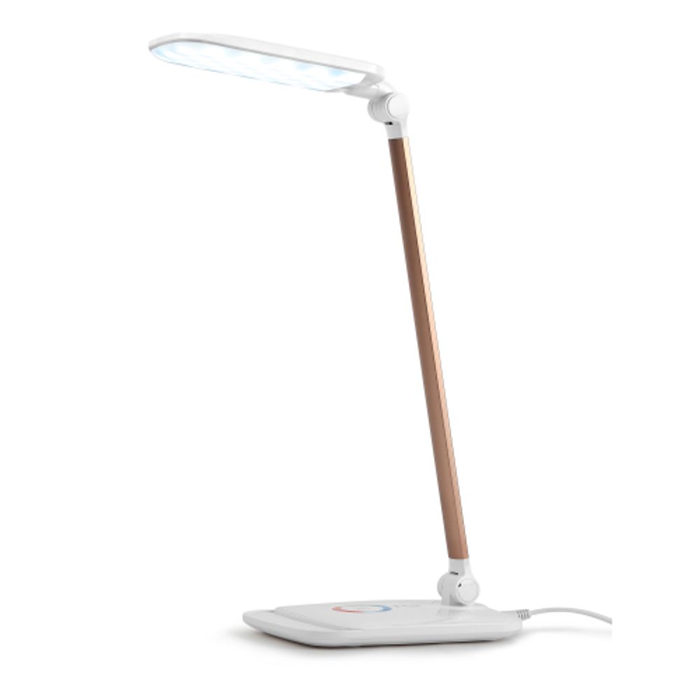 Настольный светильник ЭРА NLED-460-14W-W-G светодиодный с ночником на основании белый с золотом