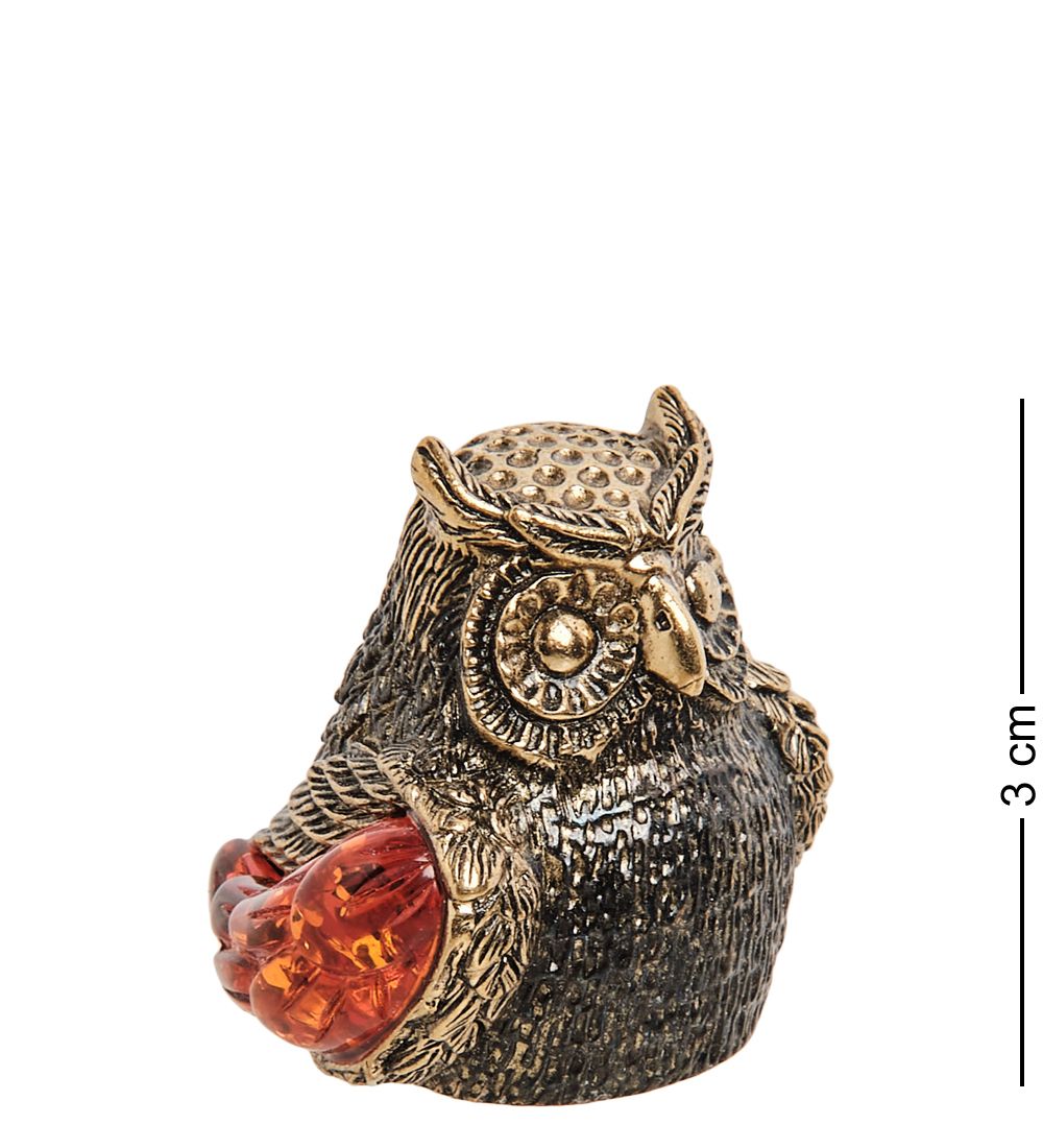 AM-2158 Наперсток «Сова ушастая» (латунь, янтарь)